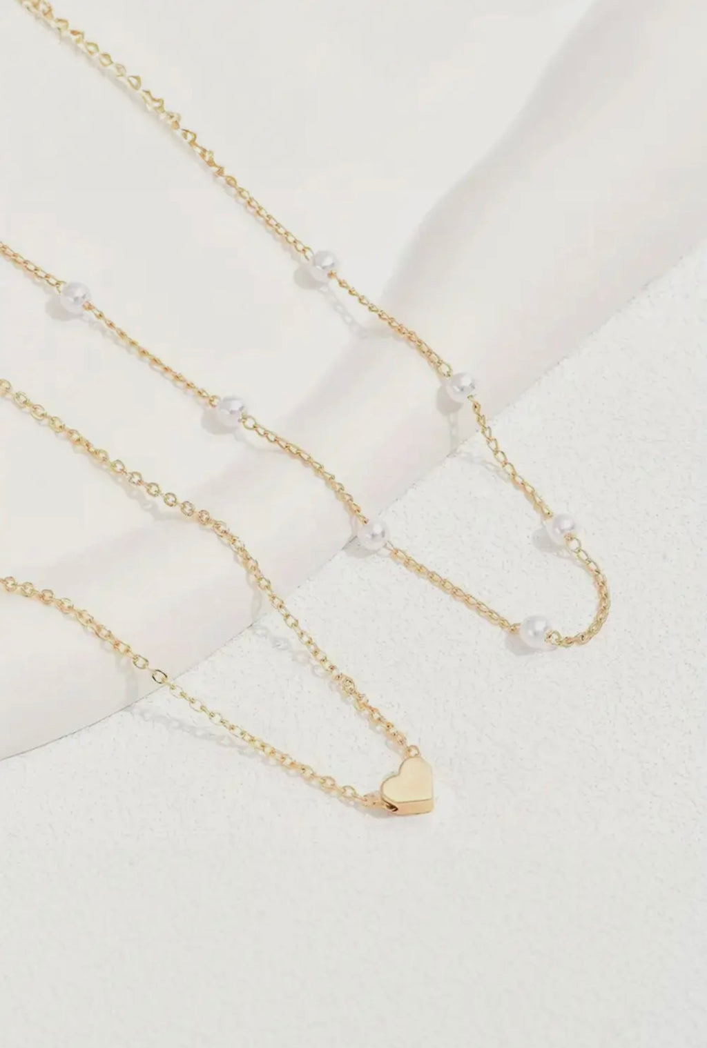 Pearl Heart Layered Necklace