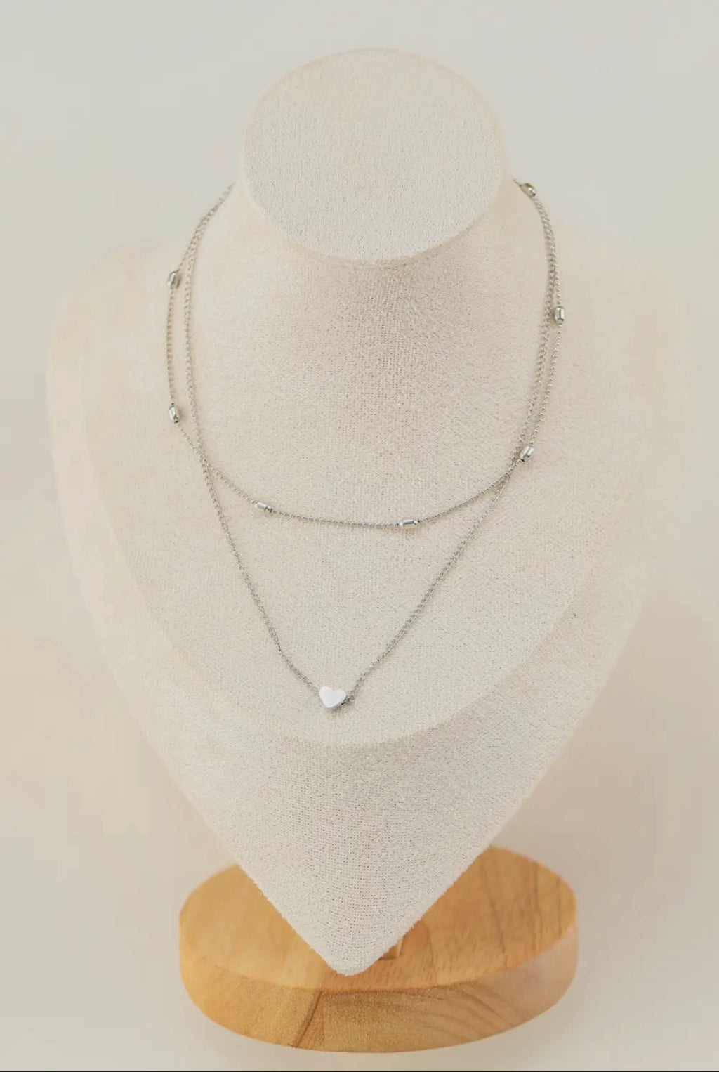 Silver Heart Layered Necklace