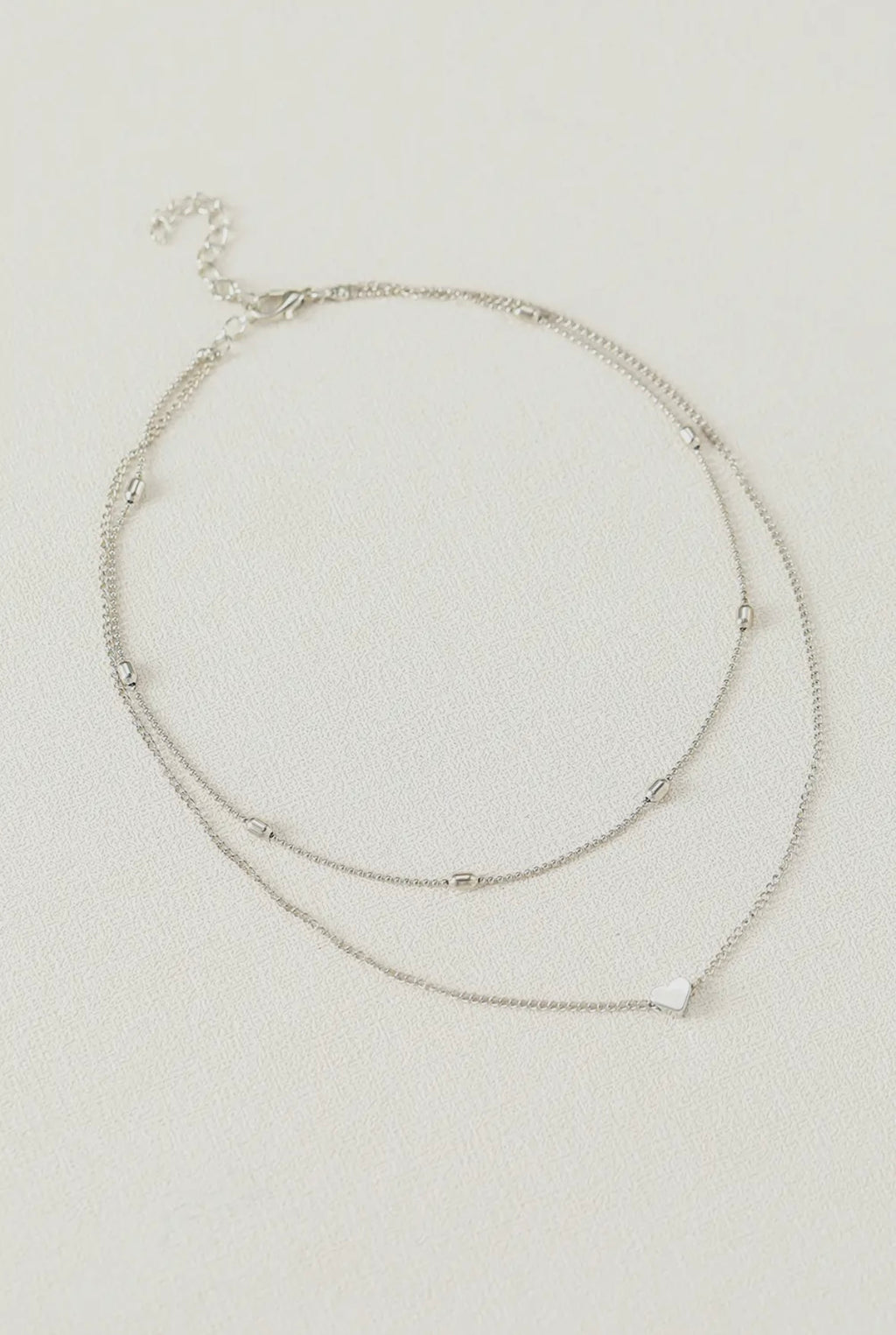 Silver Heart Layered Necklace
