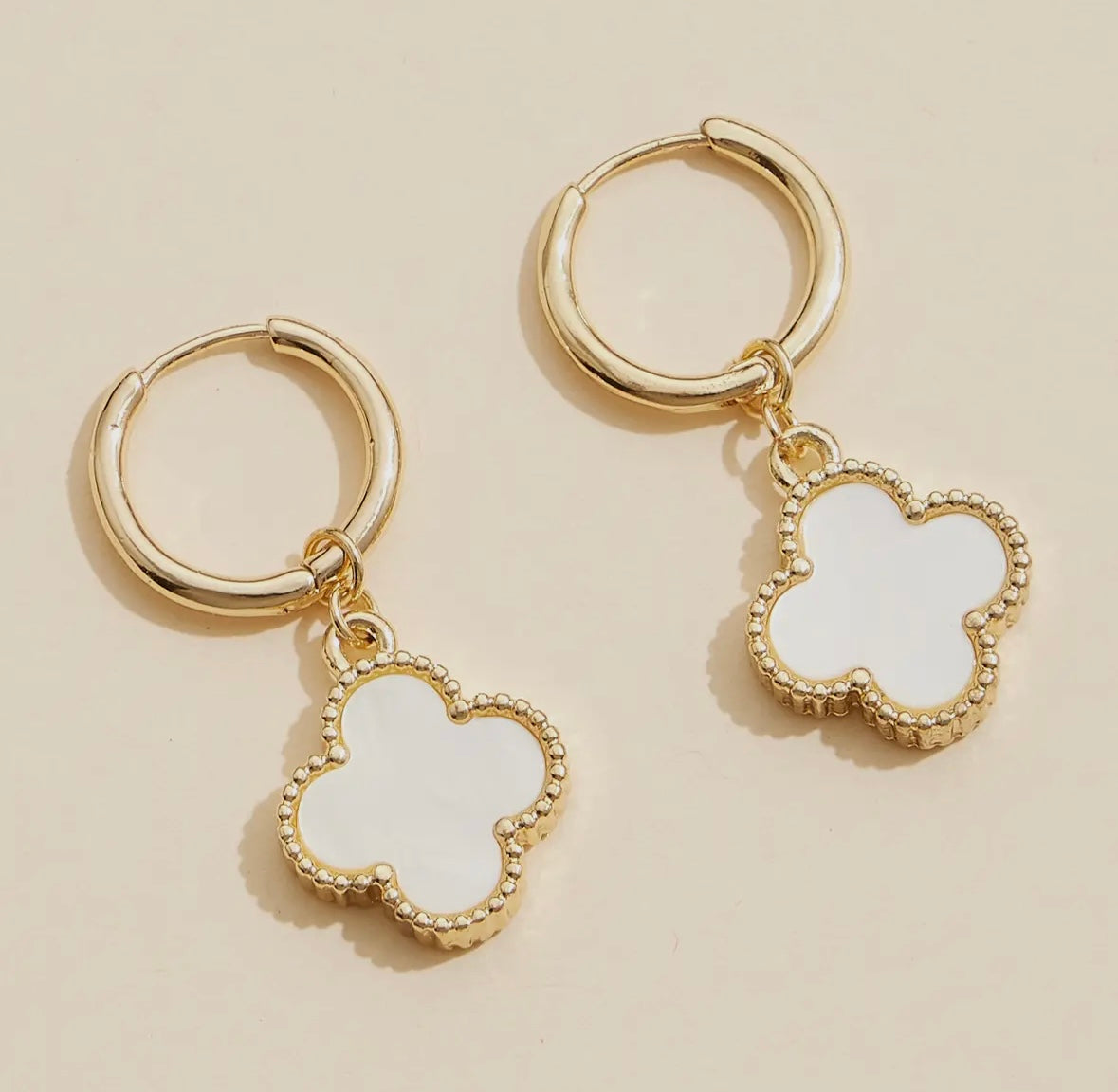 Clover Drop Hoop Earrings