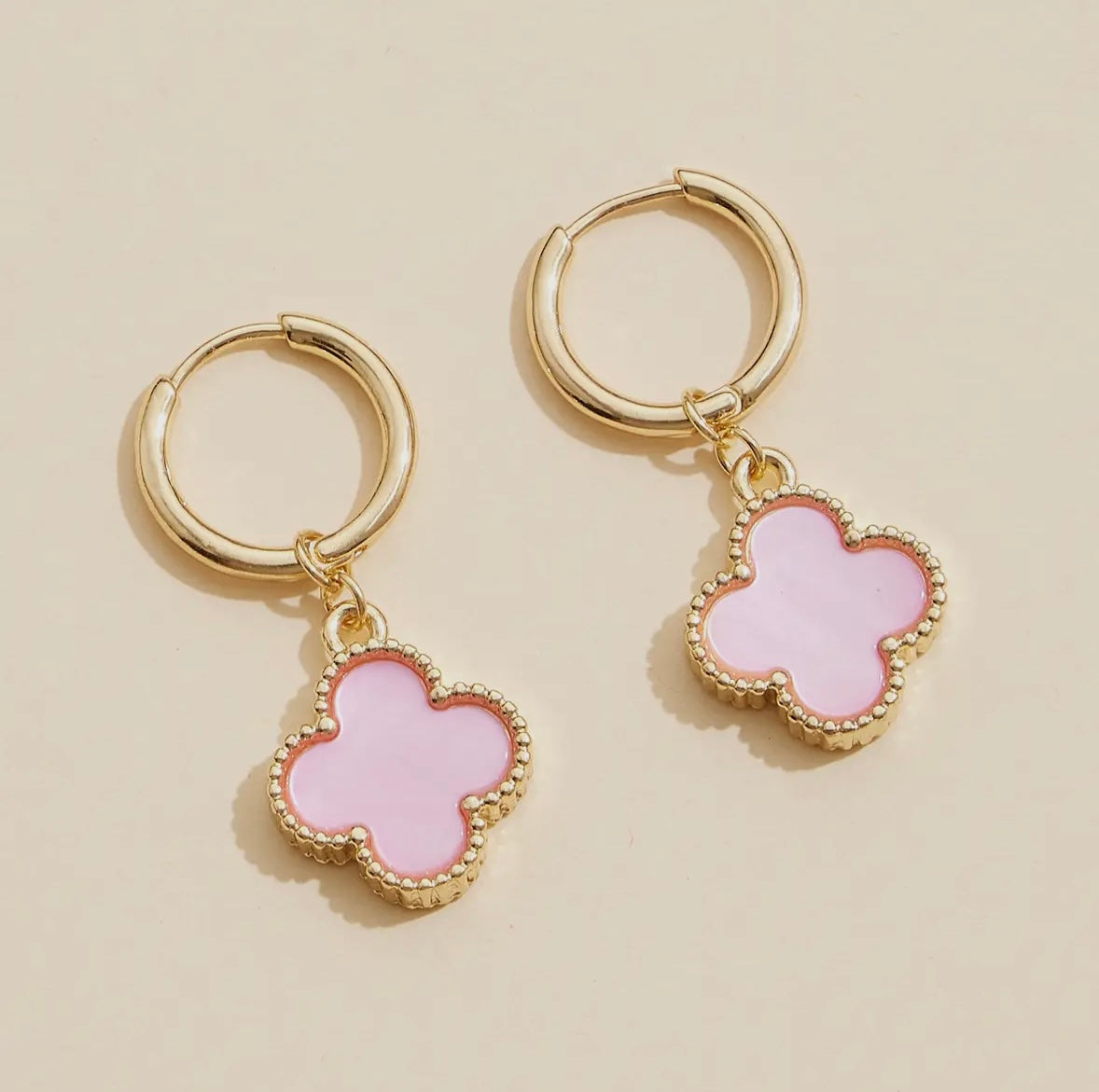 Clover Drop Hoop Earrings